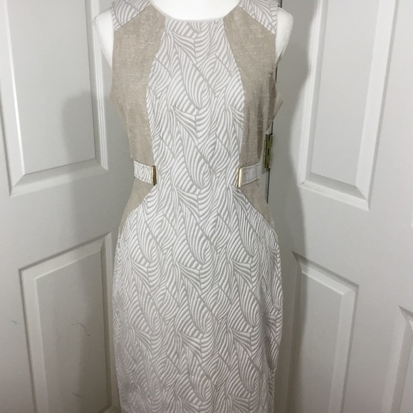 Calvin Klein Dresses & Skirts - Calvin Klein Beige & Ivory Straight Dress Size 6